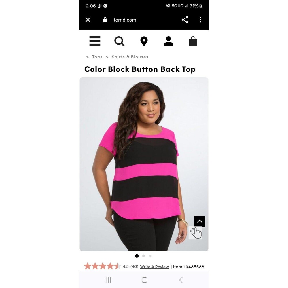 Torrid Black And Pink Color Block Button Back Top - image 8
